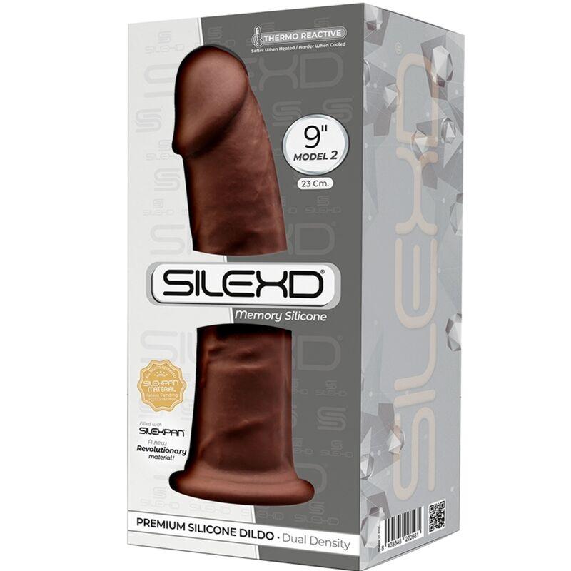 silexd modello 2 pene realistico premium silexpan silicone marrone 23 cm