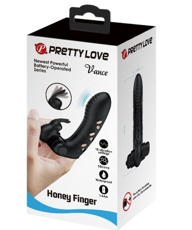 pretty love copertura per dita vibratore coniglio nero vance