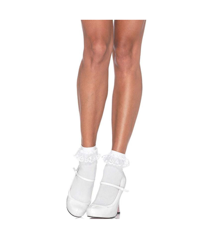 leg avenue calzini in pizzo bianco con volant