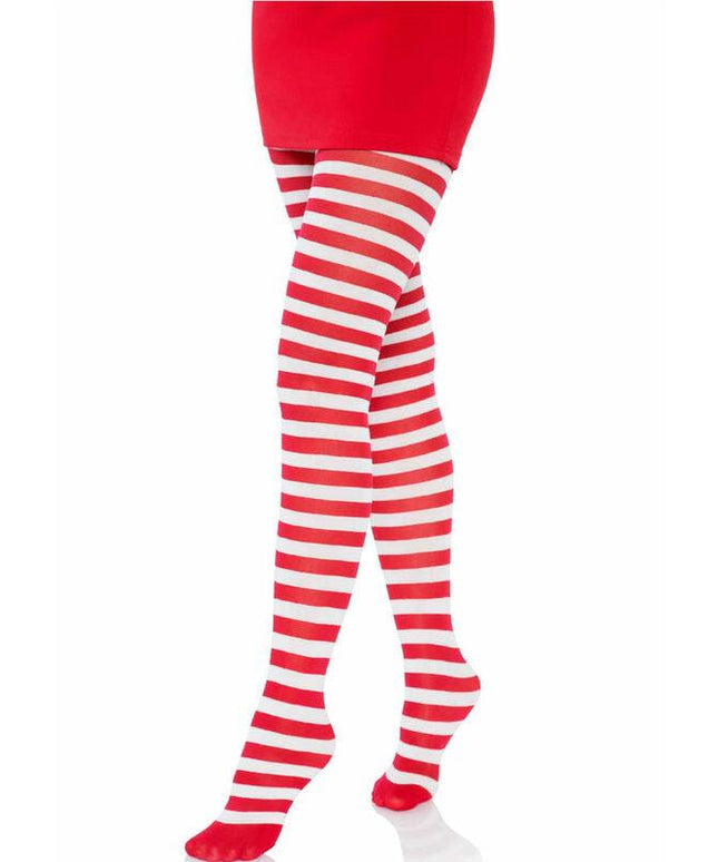 leg avenue collant a righe bianco rosso