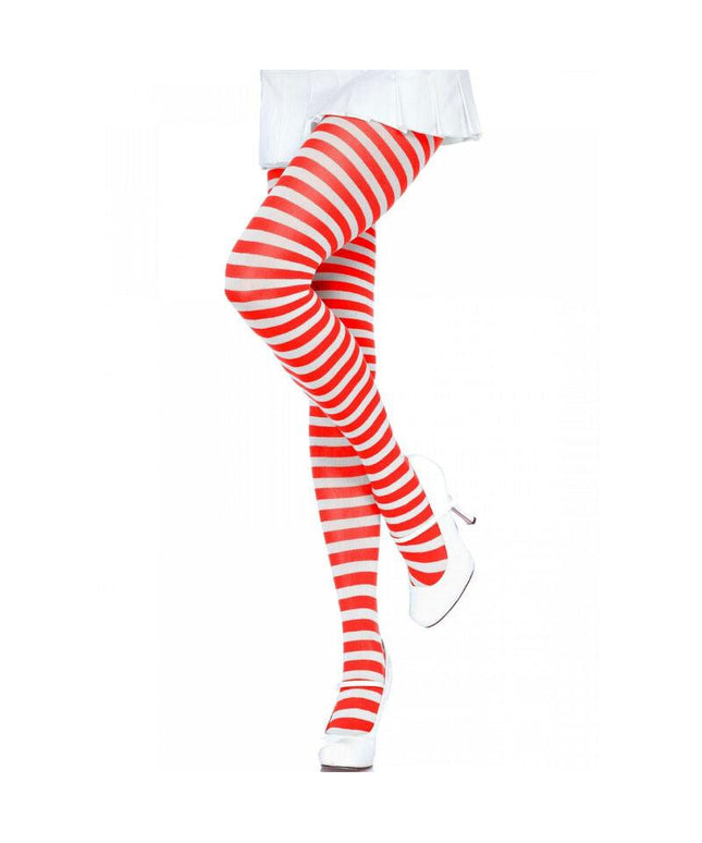leg avenue collant a righe bianco rosso