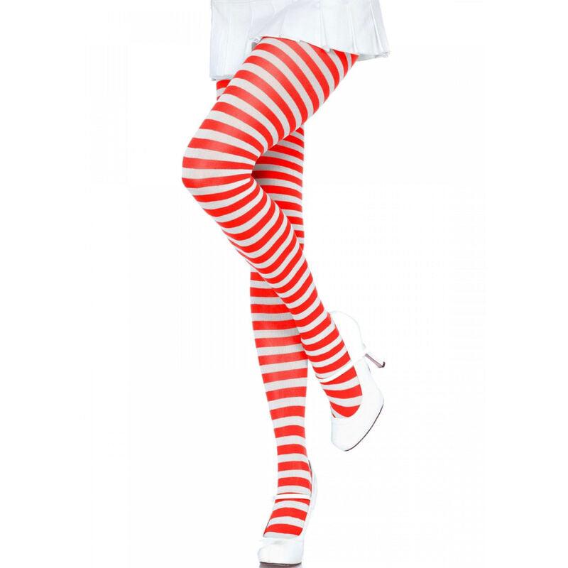 leg avenue collant a righe bianco rosso