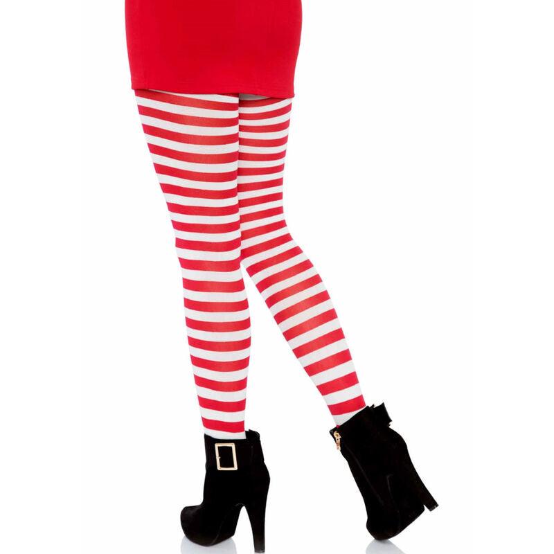 leg avenue collant a righe bianco rosso