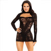 leg avenue mini abito con pizzo manica lunga nero