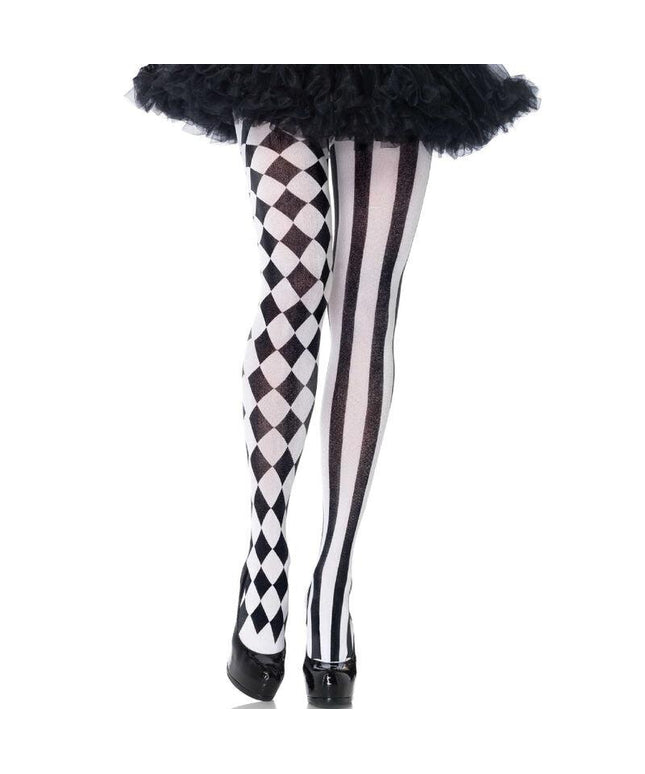 leg avenue collant arlecchino nero bianco