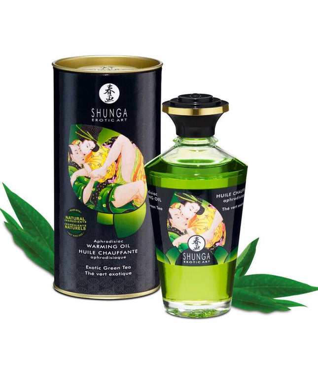 SHUNGA - OLIO DA MASSAGGIO EFFETTO CALORE BIOLOGICO AL TÈ VERDE 100 ML - Only Vibes