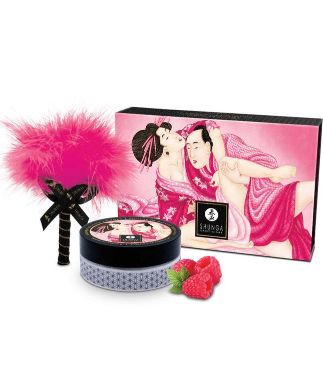 shunga kit polvere da massaggio alimentare lampone