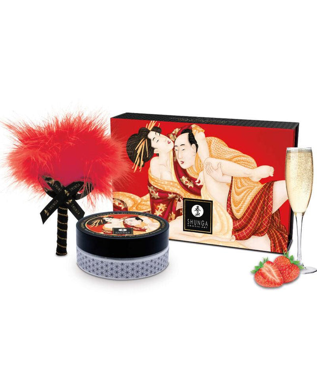 shunga kit polvere da massaggio commestibile alla fragola