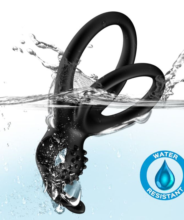 ARMONY - ANELLO VIBRATORE DOPPIO TRAVELLER PER COPPIA RABBIT BLACK