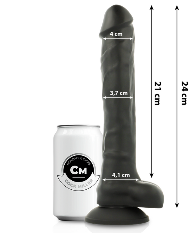 COCK MILLER - COCKSIL ARTICOLABILE IN SILICONE DENSIT NERO 24 CM