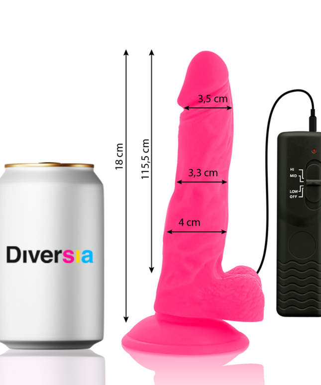DIVERSIA - DILDO VIBRANTE FLESSIBILE ROSA 18 CM -O- 4 CM