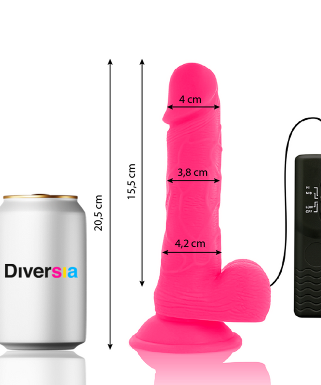 DIVERSIA - DILDO VIBRANTE FLESSIBILE ROSA 20.5 CM -O- 4.2 CM