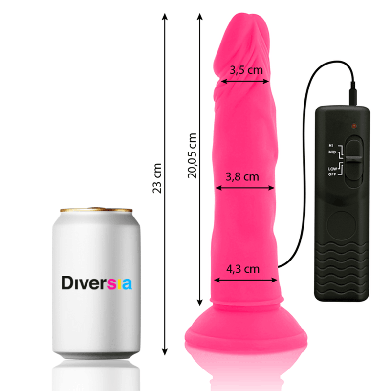 diversia dildo flessibile con vibrazione rosa 23 cm o 4 3 cm