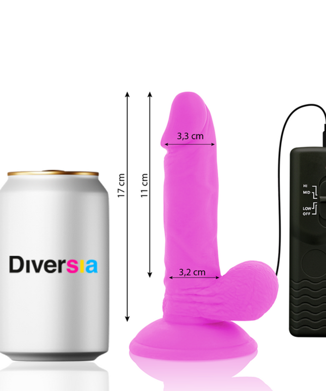 DIVERSIA - DILDO VIBRANTE FLESSIBILE VIOLA 17 CM -O- 3.3 CM
