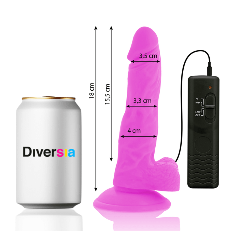 diversia dildo vibrante flessibile viola 18 cm o 4 cm