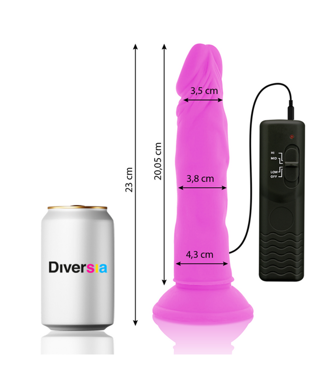 DIVERSIA - DILDO VIBRANTE FLESSIBILE VIOLA 23 CM -O- 4.3 CM