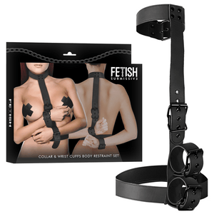 fetish submissive bondage set di contenimento del corpo con colletto e polsini