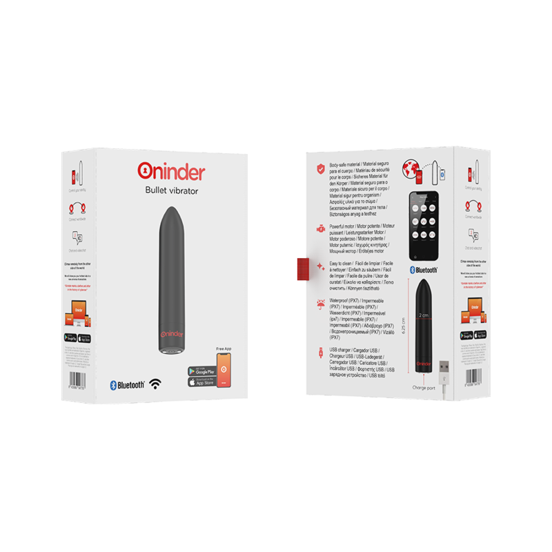 ONINDER - BERLIN VIBRATORE BULLET NERO 9 MODALITÀ 8,5 X 2 CM - APP GRATUITA