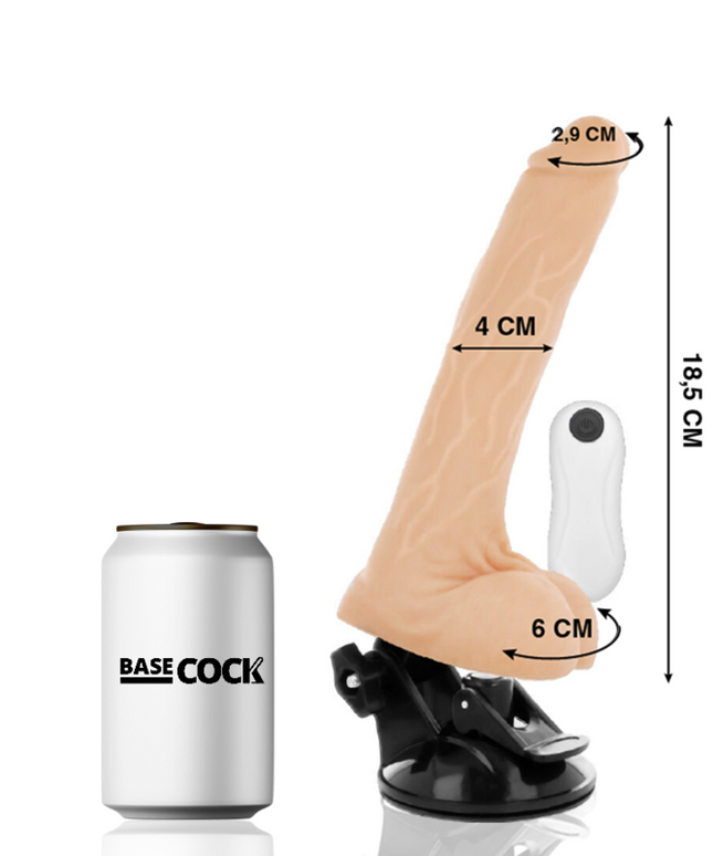 BASECOCK - VIBRATORE ARTICOLABILE TELECOMANDO NATURALE 18.5 CM -O- 4 CM