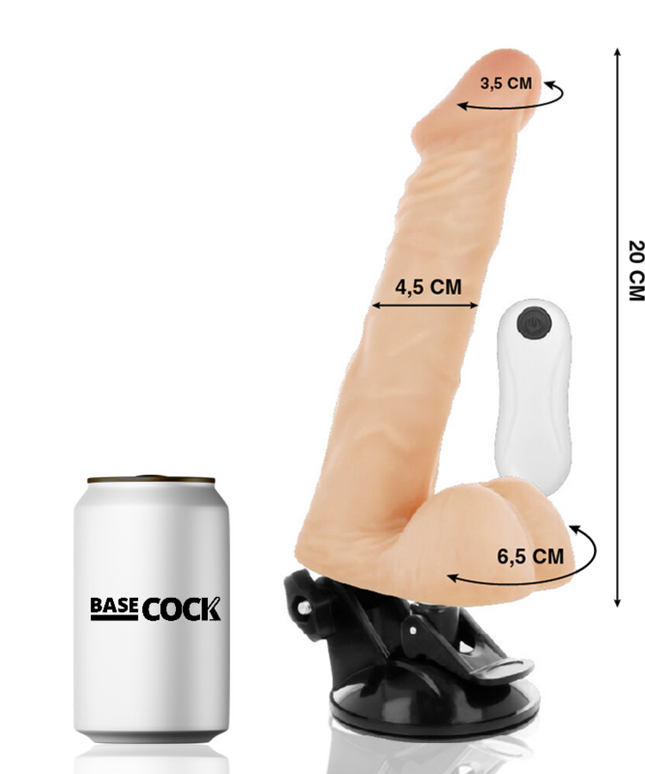 BASECOCK - VIBRATORE ARTICOLABILE TELECOMANDO NATURALE 20 CM -O- 4.5 CM
