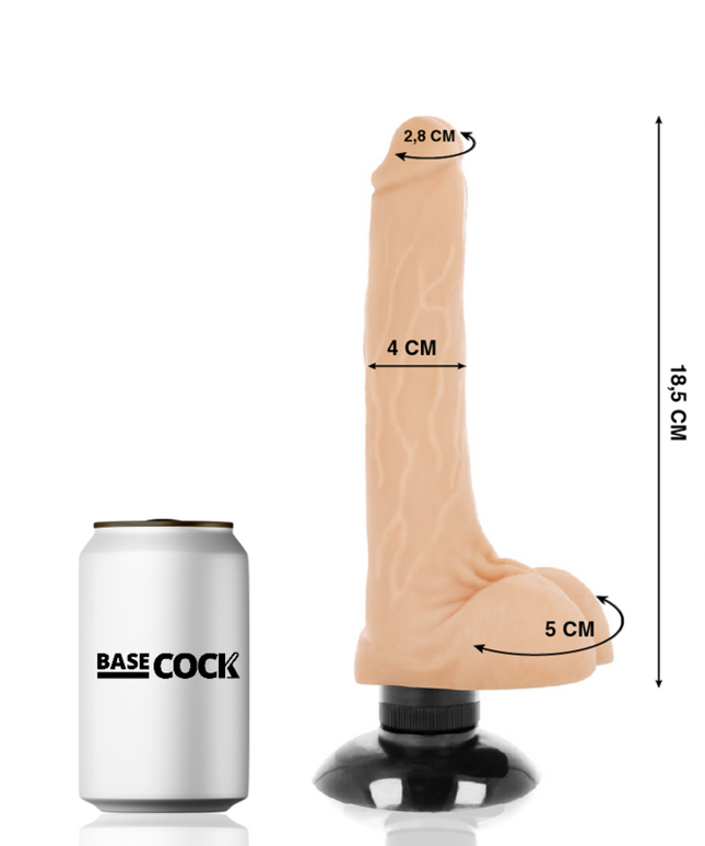 BASECOCK - VIBRATORE REALISTICO 2-1 NATURALE 18.5 CM -O- 4 CM