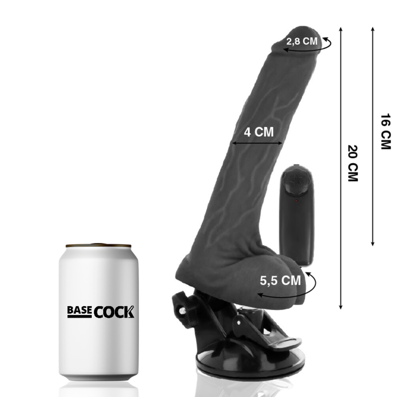 BASECOCK - VIBRATORE TELECOMANDO NATURALE REALISTICO CON TESTICOLI 20 CM -O- 4 CM