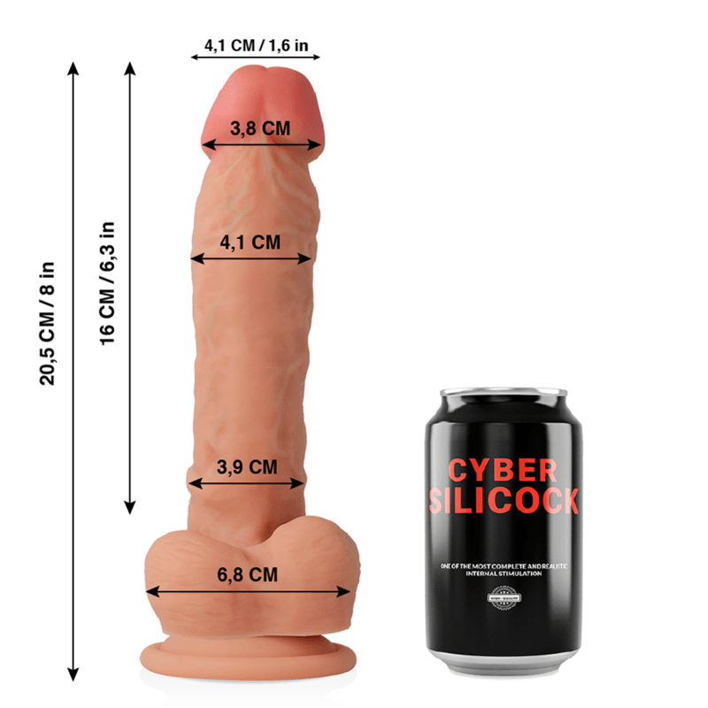 cyber silicock dong in silicone liquido morbido ultra realistico 20 5 cm o 4 1 cm