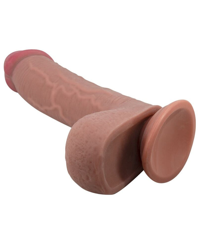 PRETTY LOVE - DILDO REALISTICO SLIDING SKIN SERIES CON VENTOSA SCORREVOLE DELLA PELLE MARRONE 23,4 CM