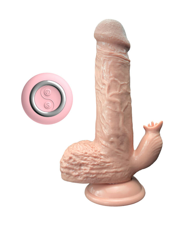 ARMONY - VIBRATORE REALISTICO E DILDO SPINTA CON STIMOLATORE DELLA LINGUA 19 CM