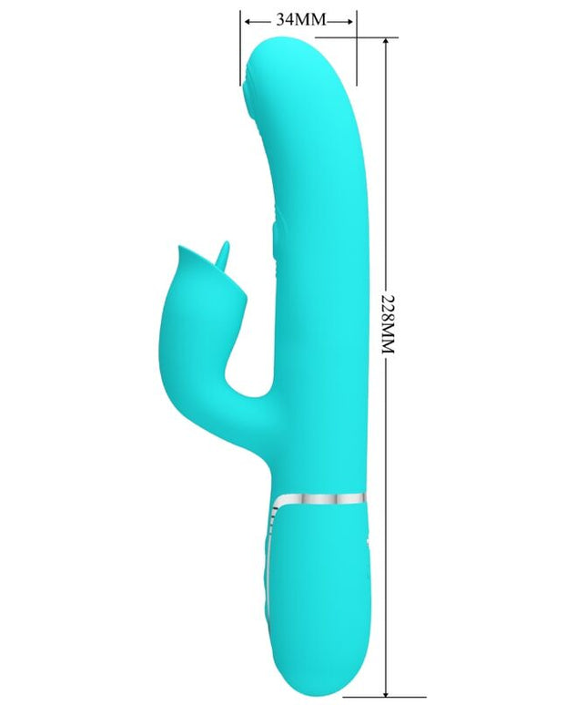 PRETTY LOVE - VIBRATORE CONIGLIO CON LECCATURA VERDE ACQUA