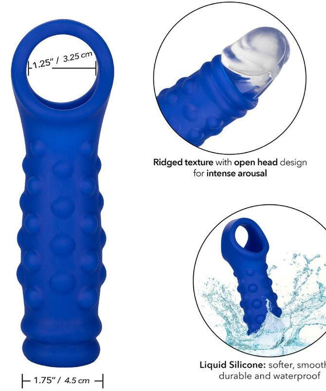 admiral copertura per pene con perline in silicone liquido blu