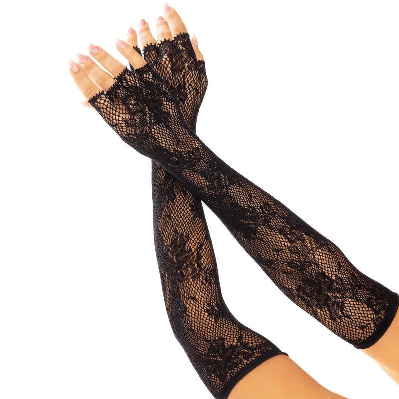 leg avenue guanti senza dita in rete floreale nero