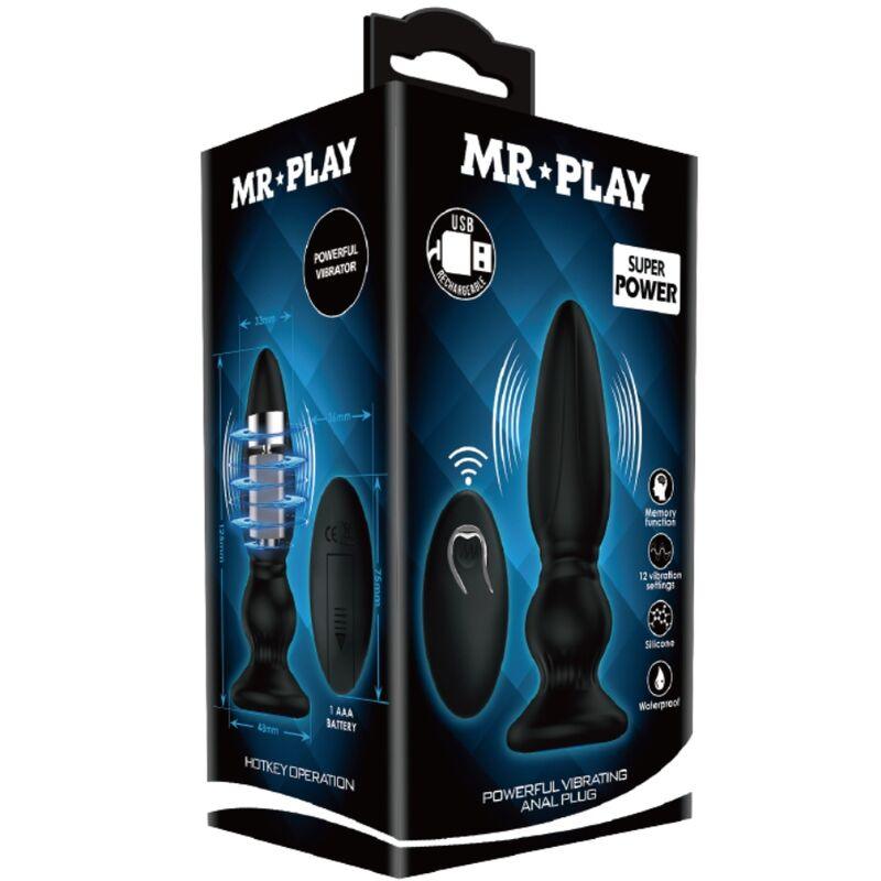 mr play potente vibratore telecomando plug anale nero