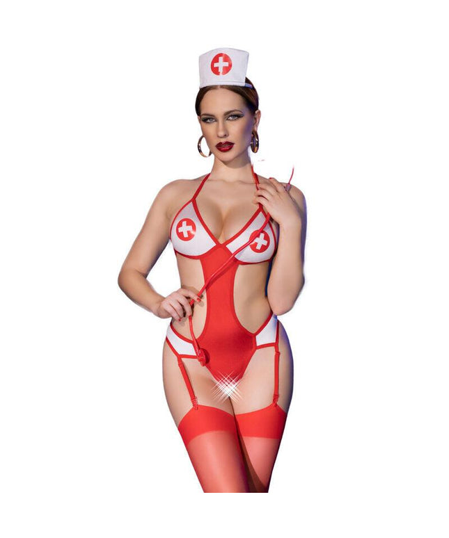 chilirose cr 4631 set body infermiera senza cavallo rosso s m