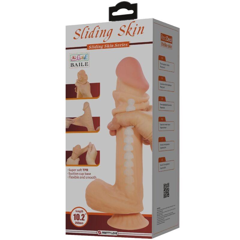 pretty love dildo realistico sliding skin series con ventosa scorrevole della pelle flesh 26 cm