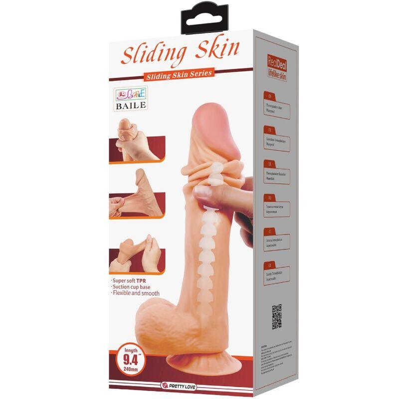 pretty love dildo realistico sliding skin series con ventosa scorrevole della pelle 24 cm