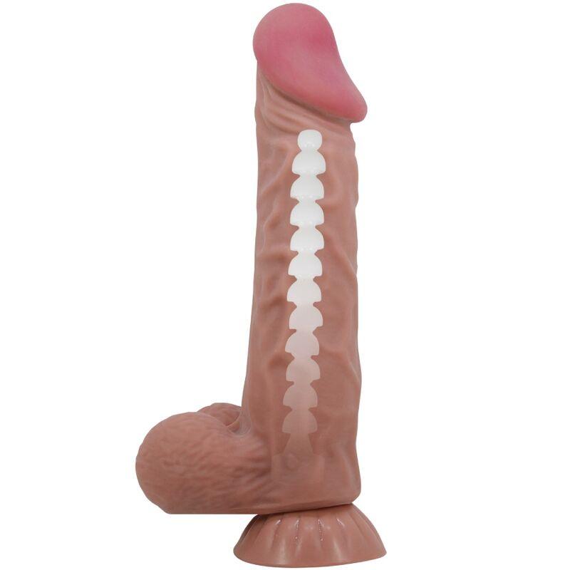 pretty love dildo realistico sliding skin series con ventosa scorrevole della pelle marrone 24 cm