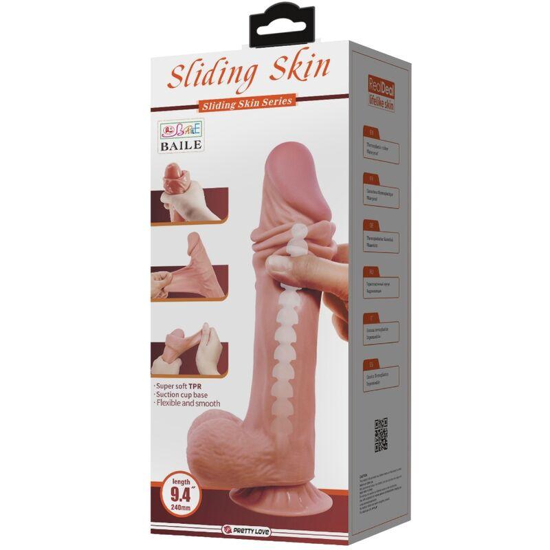 pretty love dildo realistico sliding skin series con ventosa scorrevole della pelle marrone 24 cm