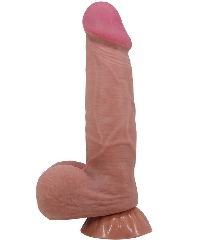 pretty love dildo realistico serie sliding skin con ventosa scorrevole in pelle marrone 20 6 cm
