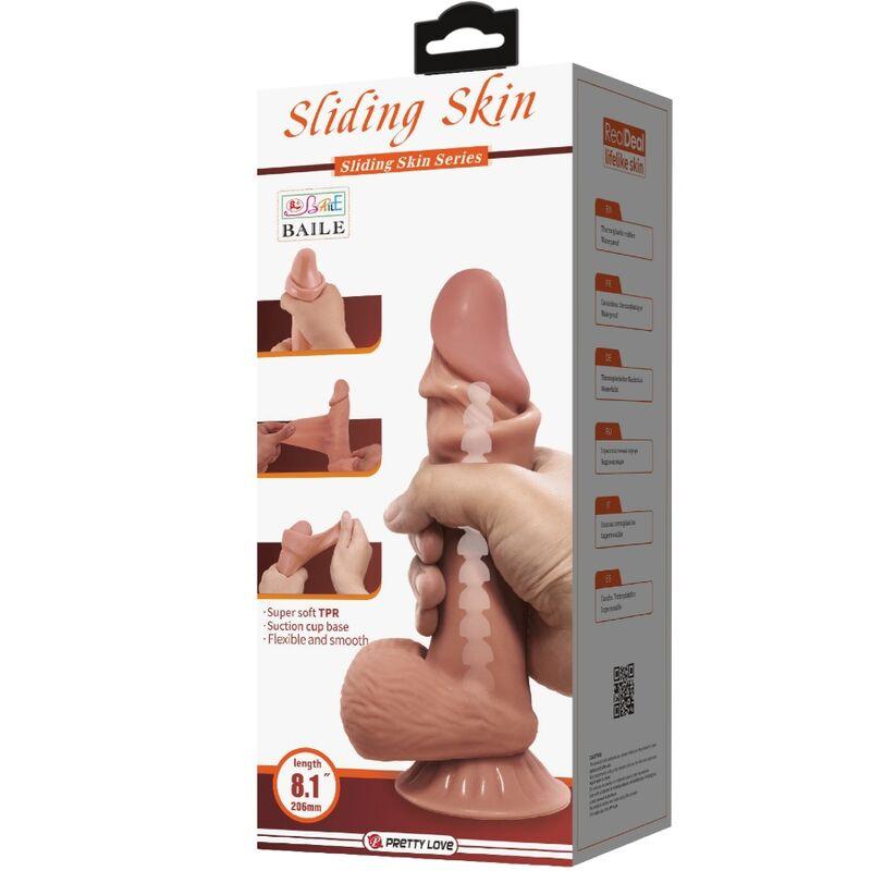 pretty love dildo realistico serie sliding skin con ventosa scorrevole in pelle marrone 20 6 cm