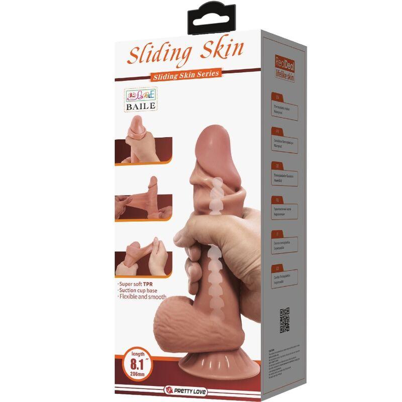 pretty love dildo realistico serie sliding skin con ventosa scorrevole in pelle marrone 19 4 cm