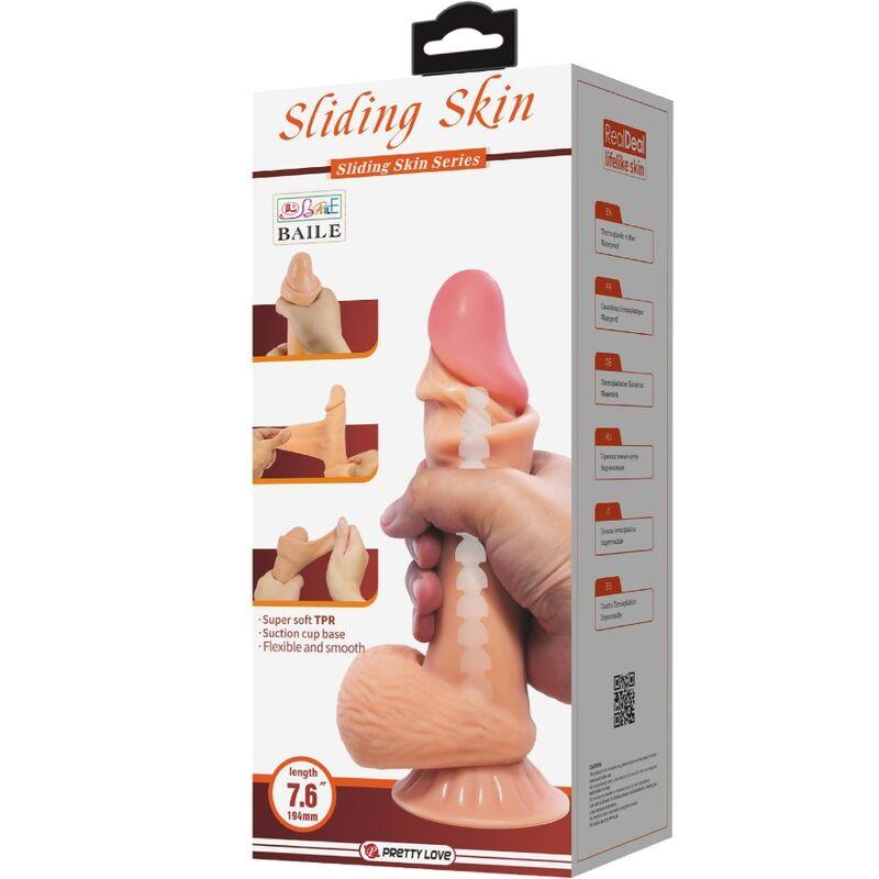 pretty love dildo realistico sliding skin series con ventosa scorrevole della pelle 19 4 cm