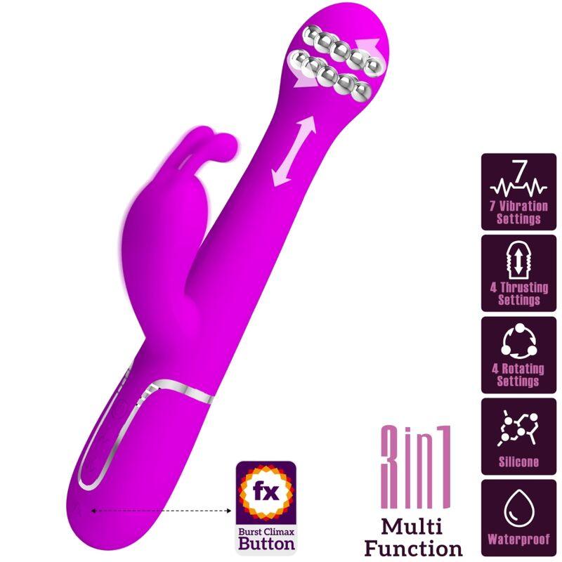 pretty love vibratore dejon rabbit 3 in 1 viola multifunzione