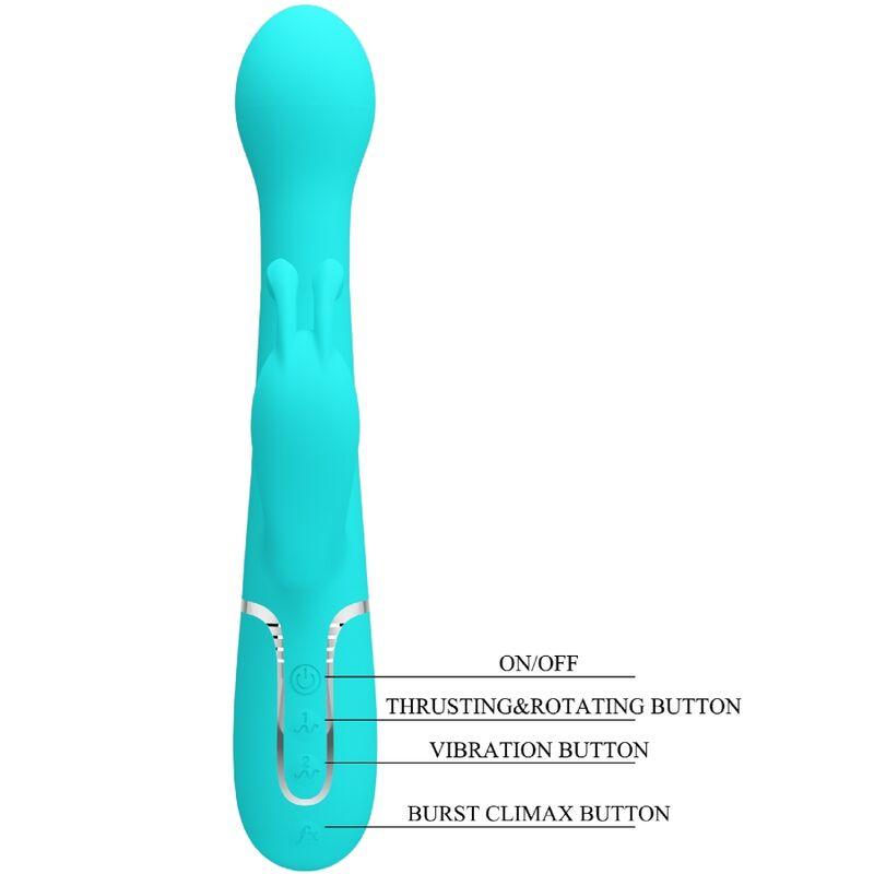 pretty love vibratore dejon rabbit 3 in 1 multifunzione verde acqua