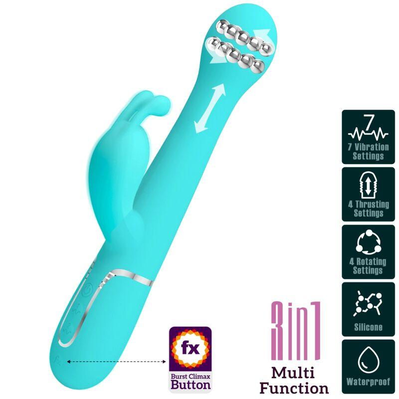 pretty love vibratore dejon rabbit 3 in 1 multifunzione verde acqua