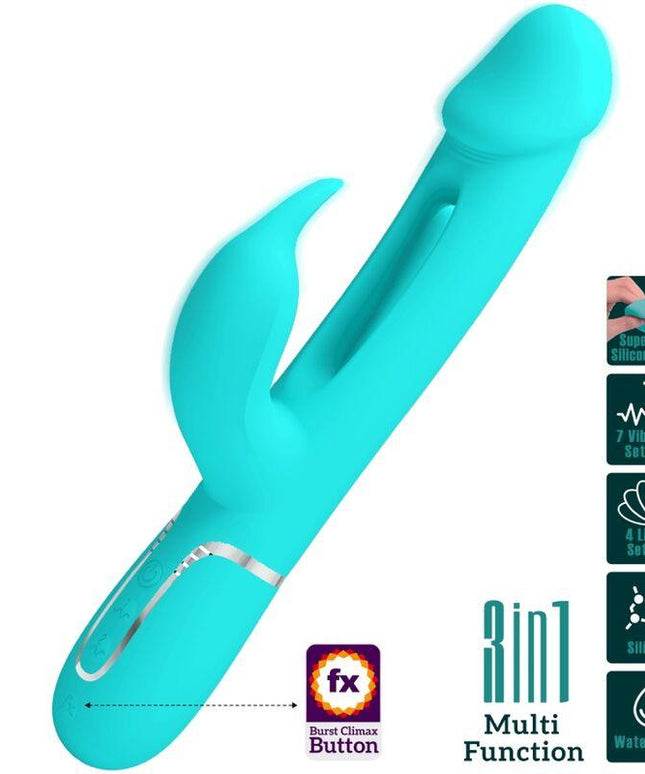 pretty love vibratore dejon rabbit 3 in 1 multifunzione verde acqua 2