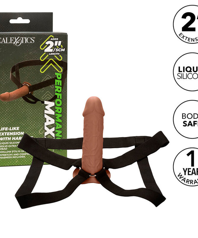 CALEXOTICS - ESTENSIONE REALE PERFORMANCE MAXX CON IMBRACATURA IN PELLE MARRONE