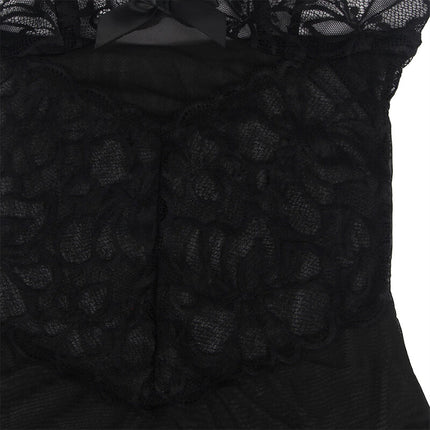 SUBBLIME - BABY DOLL CON SPALLINE REGOLABILI E PIZZO TRASPARENTE STAMPA FLOREALE NERO S/M
