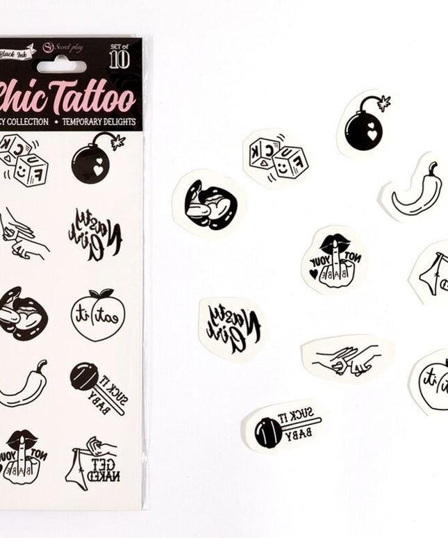SECRET PLAY - SET DI 10 TATUAGGI TEMPORANEI DELLA COLLEZIONE SPICY