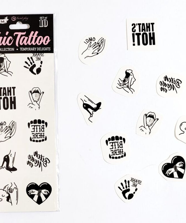 SECRET PLAY - SET DI 10 TATUAGGI TEMPORANEI COLLEZIONE KINKY